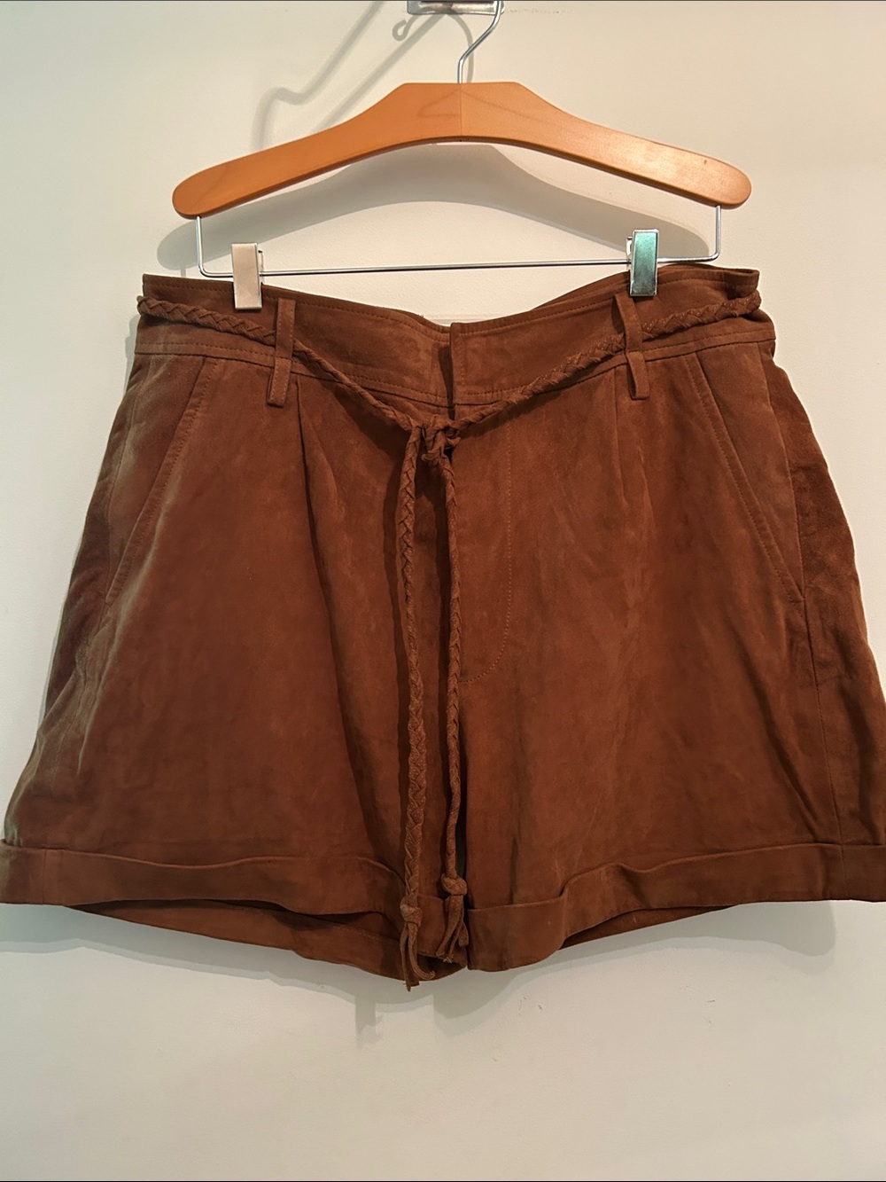 Polo by Ralph Lauren Brown Suede Bermuda Shorts with Braided Tie